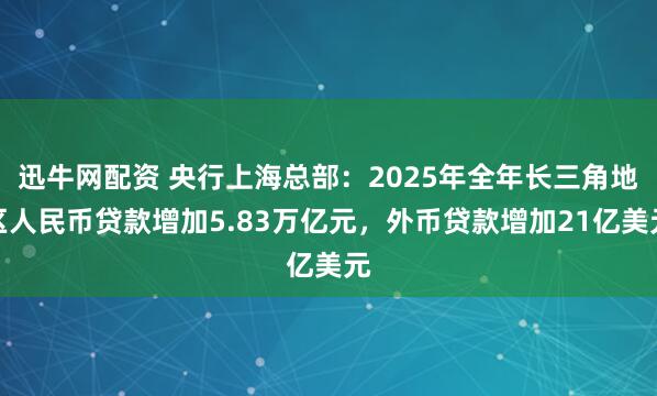 迅牛网配资 央行上海总部：2025年全年长三角地区人民币贷款增加5.83万亿元，外币贷款增加21亿美元
