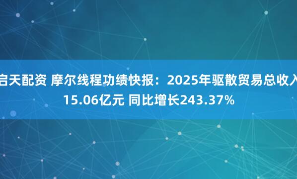 启天配资 摩尔线程功绩快报：2025年驱散贸易总收入15.06亿元 同比增长243.37%