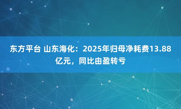 东方平台 山东海化:2025年归母净耗费13.88亿元,同比由盈转亏